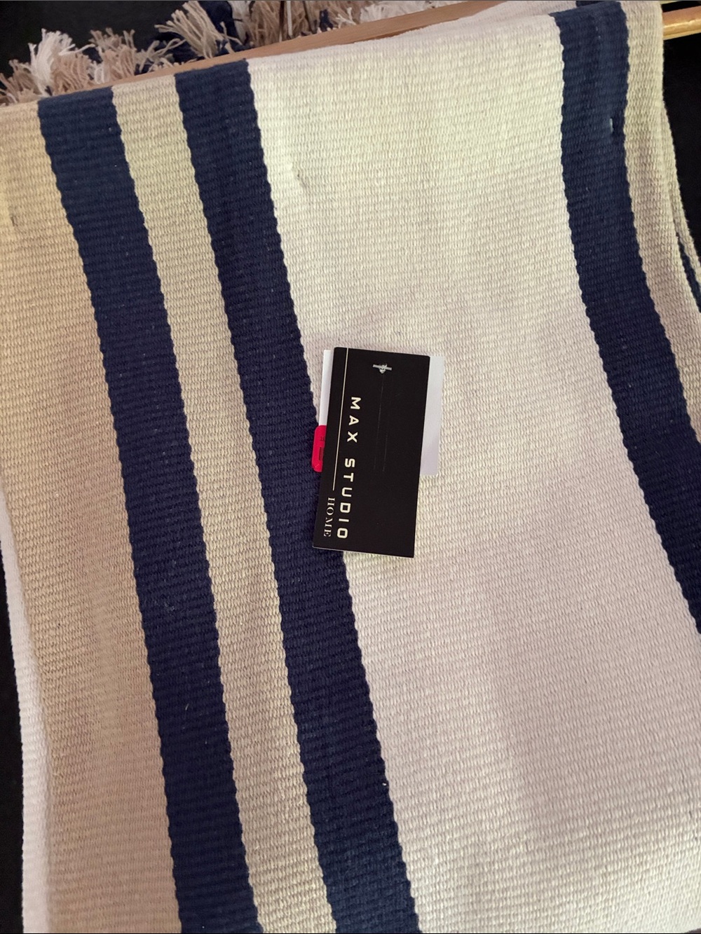 Striped Navy and Cream Decorative Throw - Max Studio NWT - Picture 2 of 4